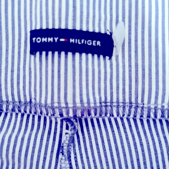 Tommy Hilfiger White and Blue Flat Front Shorts - Picture 3 of 5